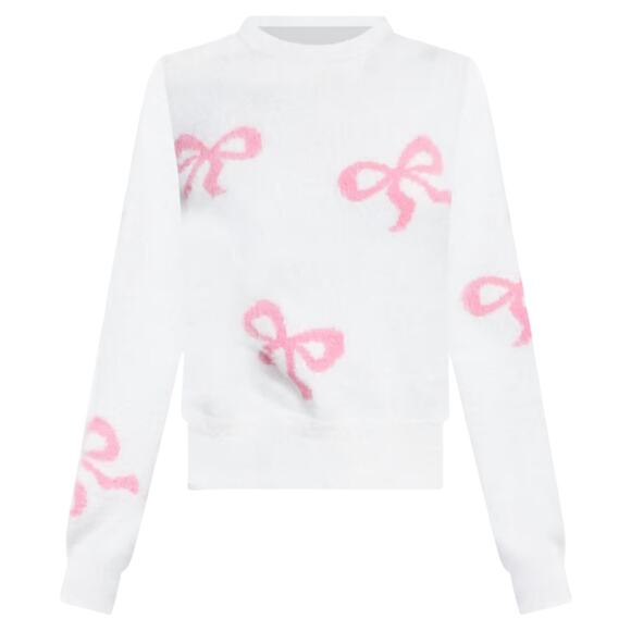 Hooked Up Juniors' Eyelash Sweater White Pink Size S - Picture 1 of 3